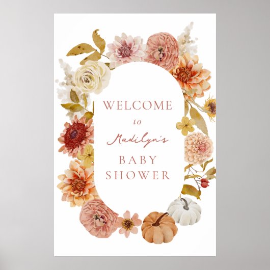 ボホ秋の赤ちゃんシャワー歓迎サイン ポスター (正面)