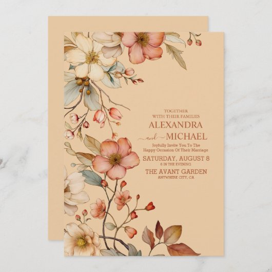 ボホ秋の野結婚花 招待状 (正面/裏面)