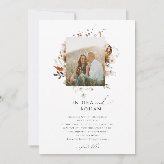 ボホ秋の野草 |フォトフレーム結婚ズ 招待状 (正面)