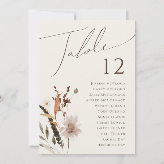 ボホ秋の野草 |ベージュテーブル番号グラフ (裏面)