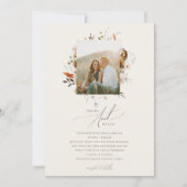 ボホ秋の野草 |ベージュフォト結婚ズ 招待状 (正面)