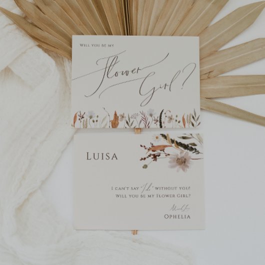 ボホ秋の野草 |ベージュフラワーガールカード 招待状