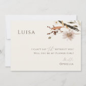 ボホ秋の野草 |ベージュフラワーガールカード 招待状 (裏面)