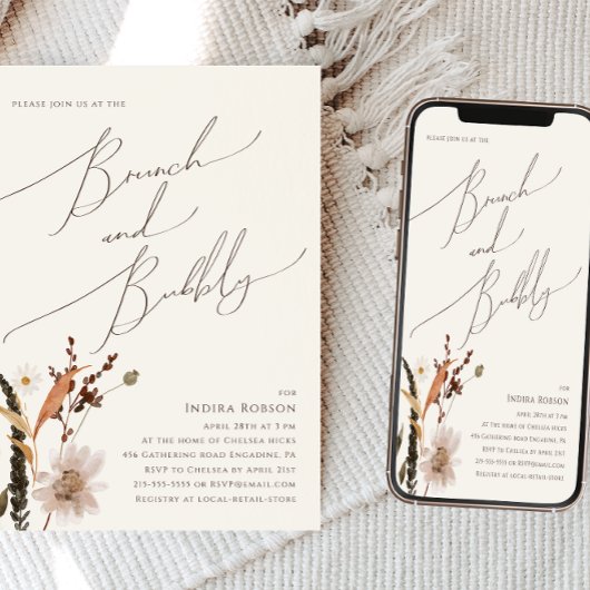 ボホ秋の野草 |ベージュブランチとバブーブリー 招待状