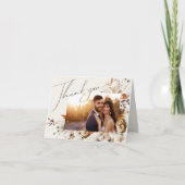 ボホ秋の野草 |ベージュ折り畳み写真 サンキューカード (正面)