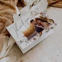 ボホ秋の野草 |ベージュ折り畳み写真 サンキューカード