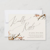 ボホ秋の野草 |ベージュ水平QRコード 出欠カード (正面)