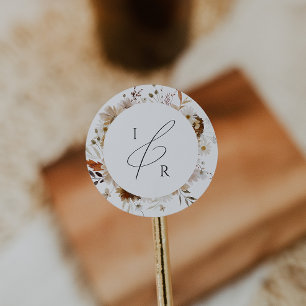 ボホ秋の野草 モノグラム封筒用シール ラウンドシール