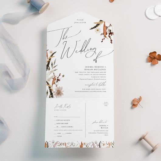 ボホ秋の野草 |結婚の印鑑と送り オールインワン招待状