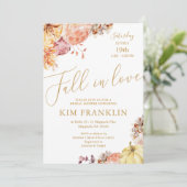 ボホ秋インラブフローラと金ゴールドブライダルシャワー 招待状 (スタンド正面)