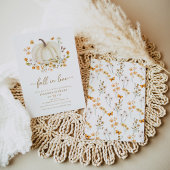 ボホ秋インラブワイルドフラワーパンプキンブライダルシャワー 招待状