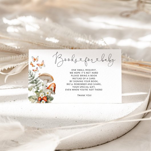 ボホ秋ウッドランドベビーチケット用きのこ本 エンクロージャーカード