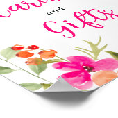 ボホ秋オレンジフローラ水カラーブライダル標識 ポスター (角)