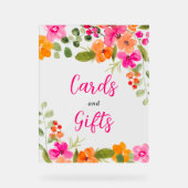 ボホ秋オレンジフローラ水カラーブライダル アクリルサイン (正面)