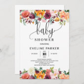 ボホ秋オレンジマリゴールドベビーシャワーの招待 招待状 (正面/裏面)