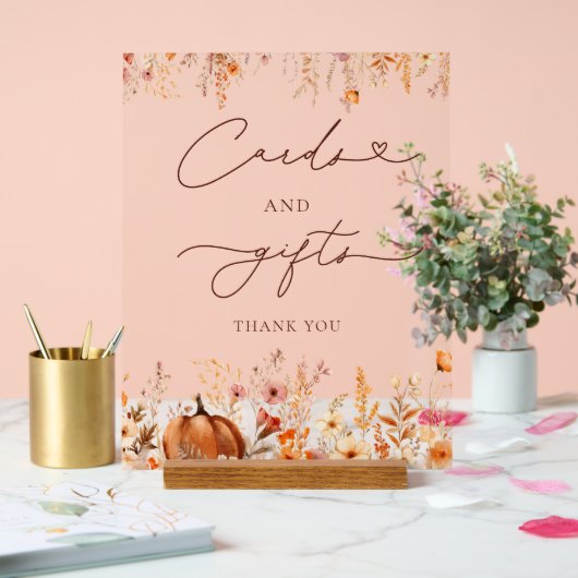 ボホ秋カボチャのカードとギフト アクリルサイン (ウェディング)