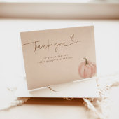 ボホ秋カボチャサンキューカード、ピンクベビーシャワー サンキューカード