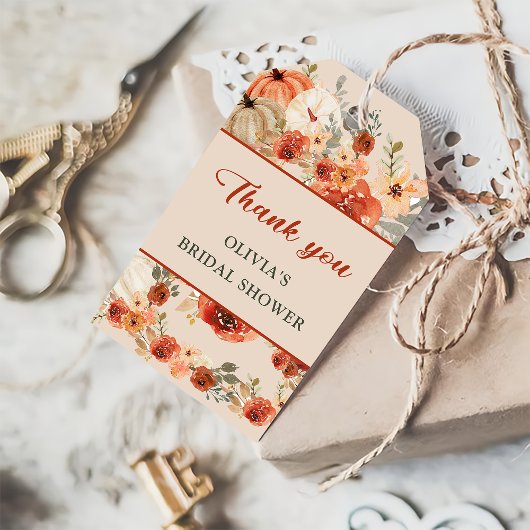 ボホ秋カボチャブライダルシャワーフビーフサンキュー ギフトタグ