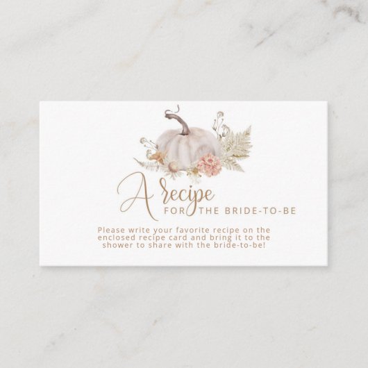 ボホ秋カボチャブライダルレシピカードインサート エンクロージャーカード (正面)