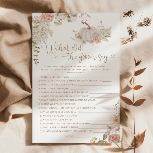 ボホ秋カボチャ新郎は何と言った