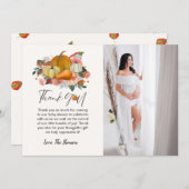 ボホ秋カボチャ赤ちゃんシャワーサンキューカード 案内状 (正面/裏面)