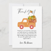 ボホ秋カボチャ車のベビーシャワーサンキューカード 案内状 (正面)