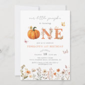 ボホ秋カボチャ野花1st誕生日 招待状 (正面)