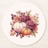 ボホ秋カボチャ ラウンドペーパーコースター (正面)