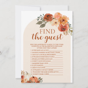 ボホ秋カボチャFind the Guest Baby Shower Game 招待状