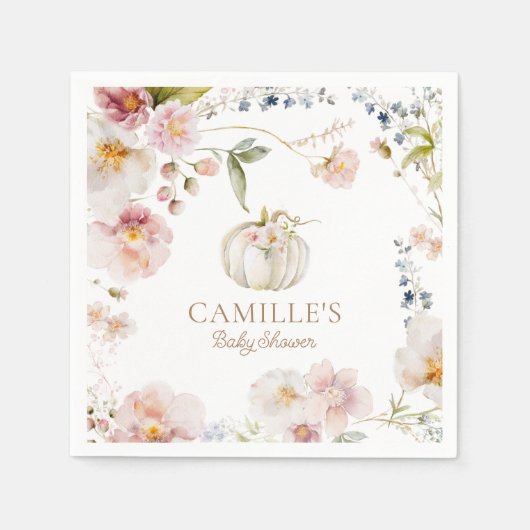 ボホ秋ガールベビーシャワー スタンダードカクテルナプキン (正面)