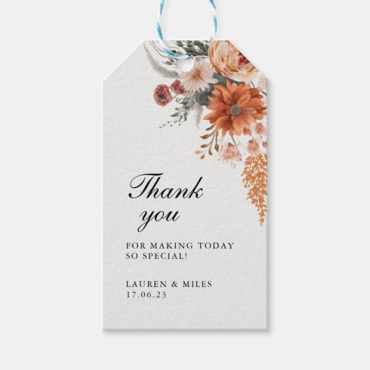 ボホ秋サンキューメッセージカード ギフトタグ (正面)