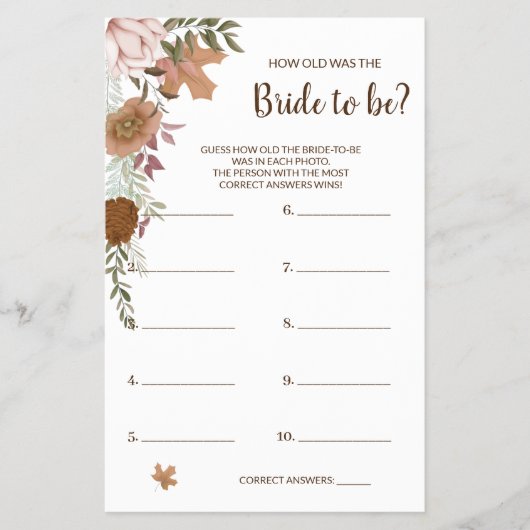 ボホ秋シャワーゲームカードフライヤーの年齢 チラシ (正面)