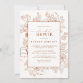 ボホ秋テラコッタフローララインアートブライダルシャワー 招待状 (正面)