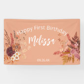 ボホ秋バ素朴ルガンディハッピーファースト誕生日 横断幕 (横)