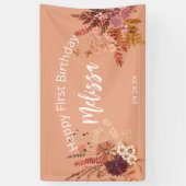 ボホ秋バ素朴ルガンディハッピーファースト誕生日 横断幕 (縦)