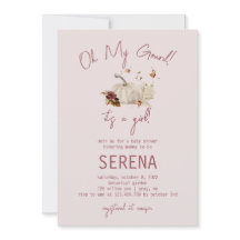 ボホ秋パンプキンウォーターカラーガールベビー招待状