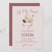 ボホ秋パンプキンウォーターカラーガールベビー招待状 招待状 (正面/裏面)