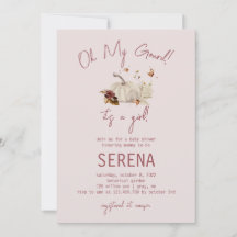 ボホ秋パンプキンウォーターカラーガールベビー招待状