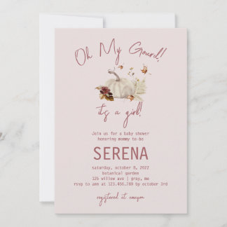 ボホ秋パンプキンウォーターカラーガールベビー招待状 招待状