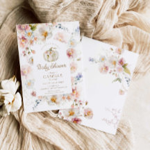 ボホ秋パンプキンガールベビーシャワー招待状