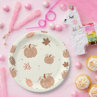 ボホ秋パンプキンブライダルシャワー紙プレート ペーパープレート