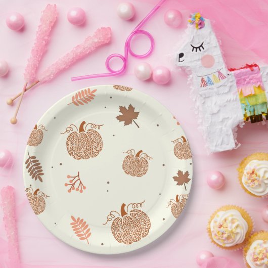 ボホ秋パンプキンブライダルシャワー紙プレート ペーパープレート (パーティー)