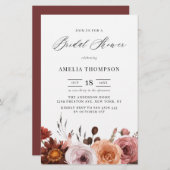 ボホ秋フラワーズブライダルシャワー招待 (正面/裏面)