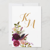 ボホ秋フローラアローブーケ結婚ス 招待状 (裏面)