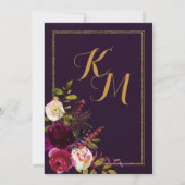 ボホ秋フローラアローブーケ結婚ズ 招待状 (裏面)