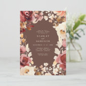 ボホ秋フローラクリームブルガンディリハーサルディナー 招待状 (スタンド正面)