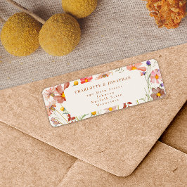 ボホ秋フローラテラコッタベージュ結婚ズ ラベル