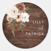 ボホ秋フローラテラコッタ結婚ズ素朴ウッド ラウンドシール (正面)