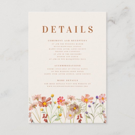 ボホ秋フローラテラコッタ結婚ズ詳細 エンクロージャーカード (正面)