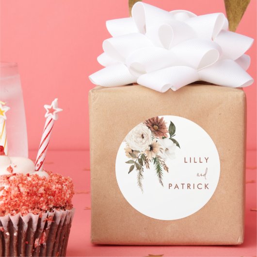 ボホ秋フローラテラコッタ結婚ズ ラウンドシール (パーティー)